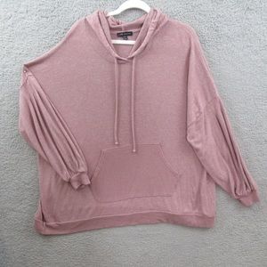 Lane Bryant Womens Sweater Size 22/24 Mauve Pink Funnel Neck Pocket Stretch